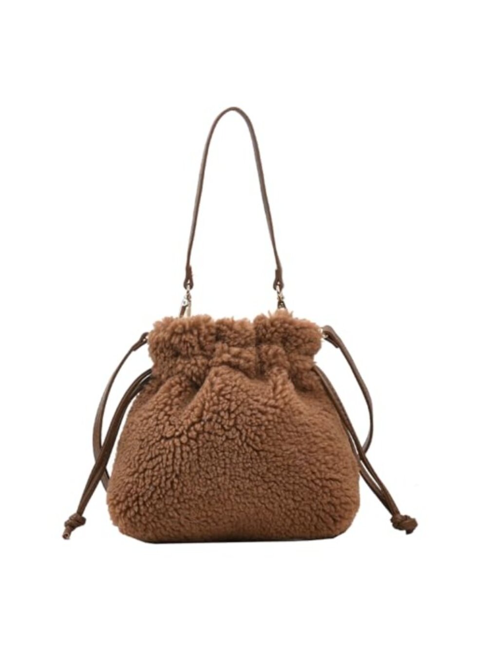 Faux Fur Bucket Purse Fluffy Crossbody Shoulder Bag Drawstring